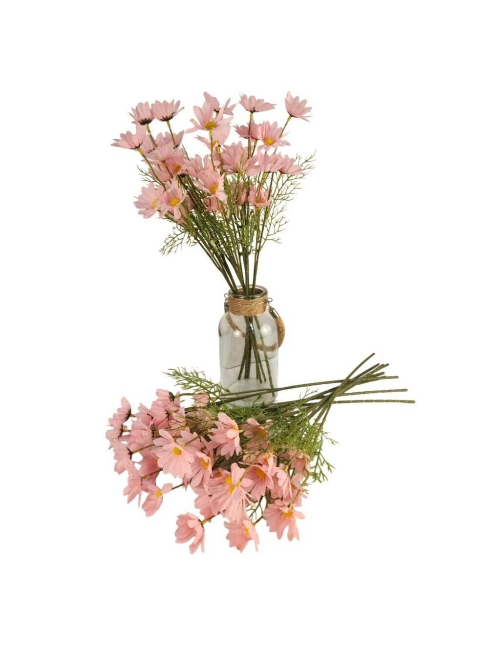 Blush Pink Faux Daisy Stem 20 Inch Artificial Wildflower Set of 6 Farmhouse Flor - Picture 9 of 10